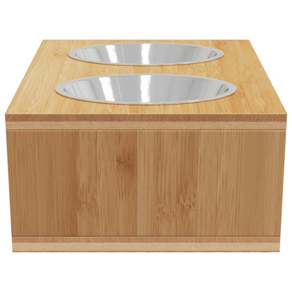 Bols Surélevés Pour Chiens 35,5X18X10,5 Cm Bambou