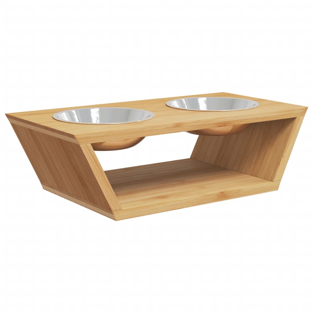 Bols Surélevés Pour Chiens 35,5X18X10,5 Cm Bambou
