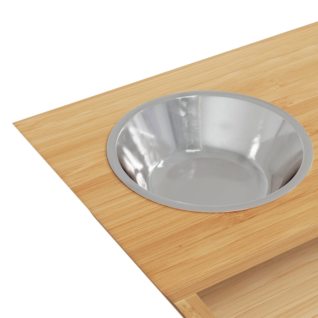 Bols Surélevés Pour Chiens 35,5X18X10,5 Cm Bambou