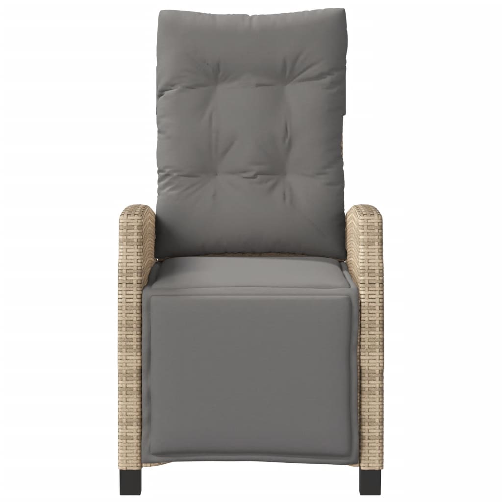 Chaise Inclinable De Jardin Et Repose-Pied Mélange Beige Rotin
