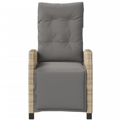 Chaise Inclinable De Jardin Et Repose-Pied Mélange Beige Rotin