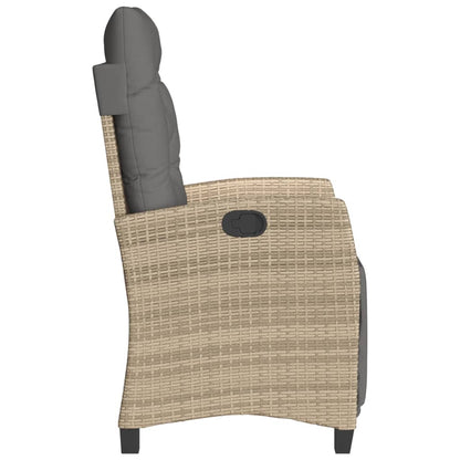 Chaise Inclinable De Jardin Et Repose-Pied Mélange Beige Rotin