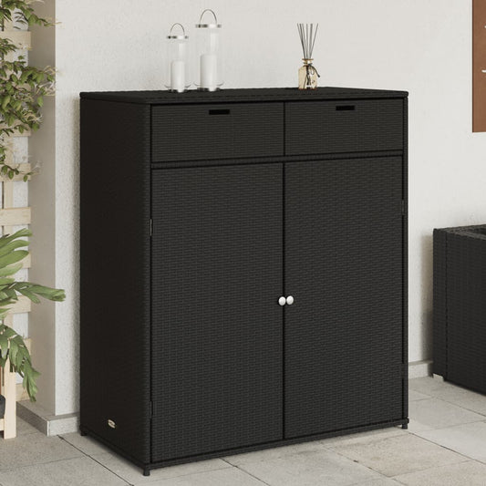 Armoire De Rangement De Jardin 105X55X113Cm Résine Tressée