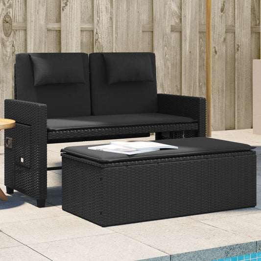 Banc Inclinable De Jardin Avec Coussins Résine Tressée