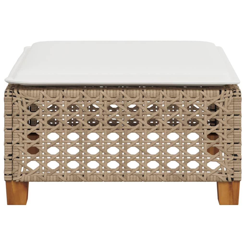 Tabouret De Jardin Et Coussin 63,5X56X32Cm Résine Tressée