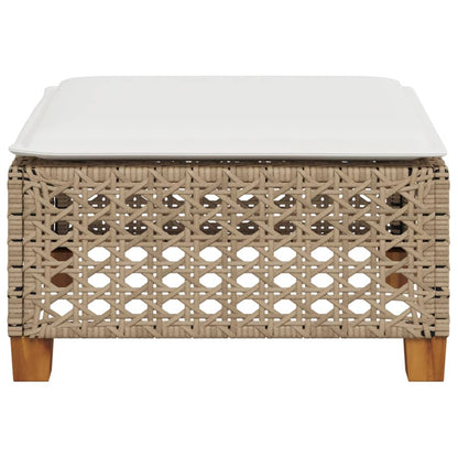 Tabouret De Jardin Et Coussin 63,5X56X32Cm Résine Tressée