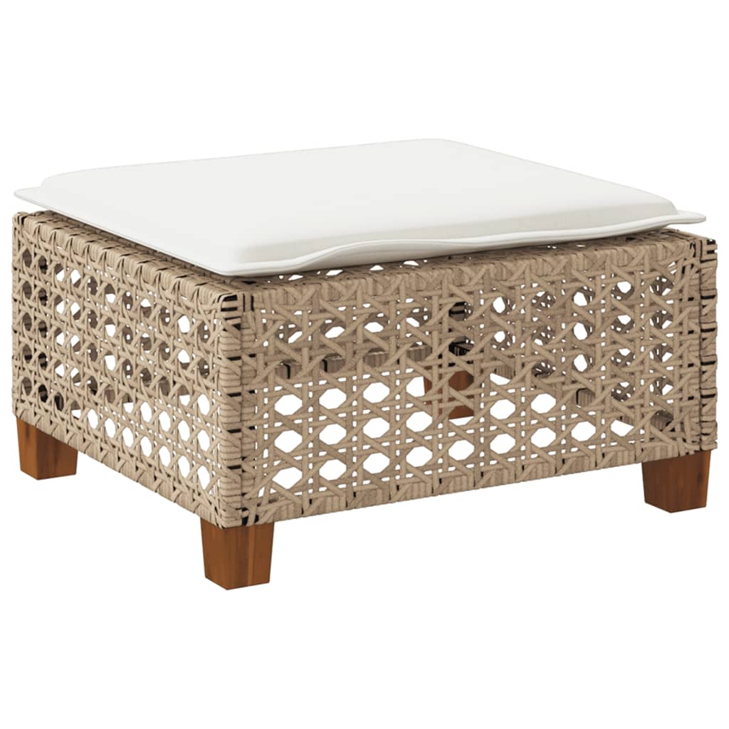 Tabouret De Jardin Et Coussin 63,5X56X32Cm Résine Tressée