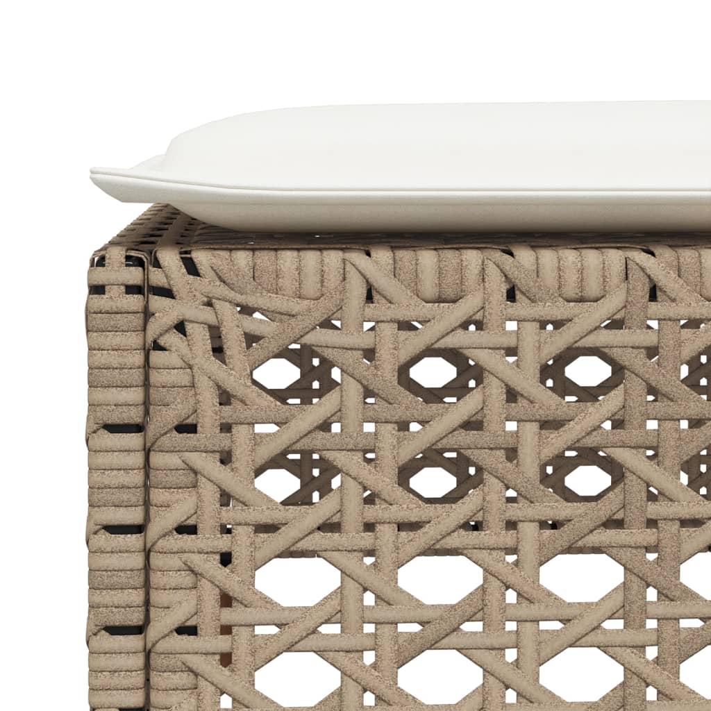 Tabouret De Jardin Et Coussin 63,5X56X32Cm Résine Tressée