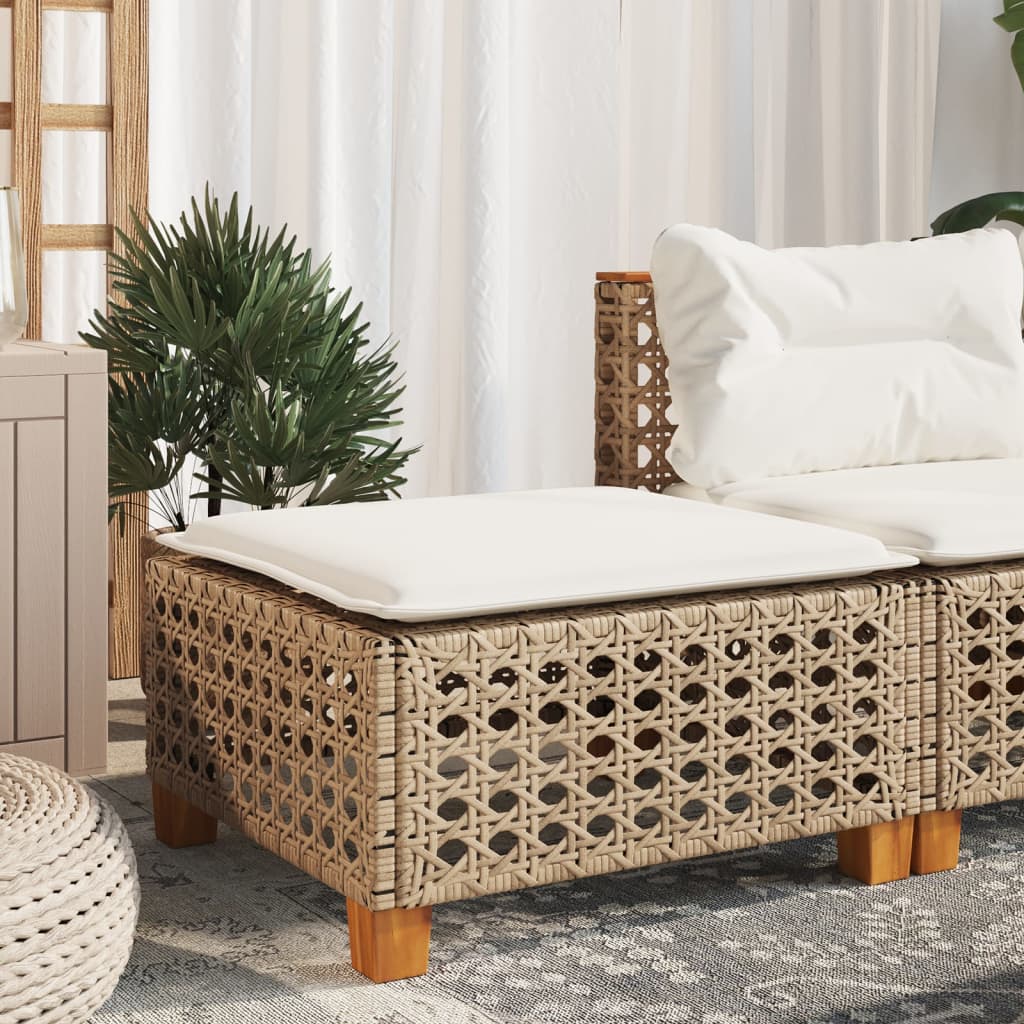 Tabouret De Jardin Et Coussin 63,5X56X32Cm Résine Tressée