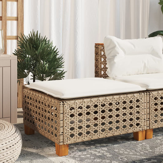 Tabouret De Jardin Et Coussin 63,5X56X32Cm Résine Tressée