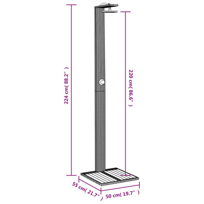 Douche D'extérieur 50X55X224 Cm Résine Tressée Bois Acacia