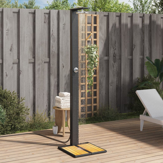 Douche D'extérieur 50X55X224 Cm Résine Tressée Bois Acacia
