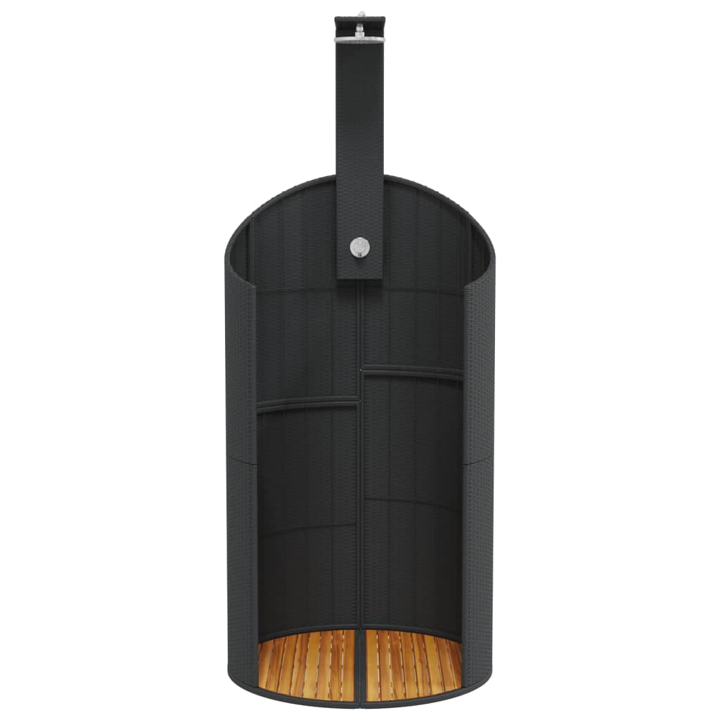 Douche D'extérieur 100X100X241,5 Cm Poly Rotin Bois Acacia