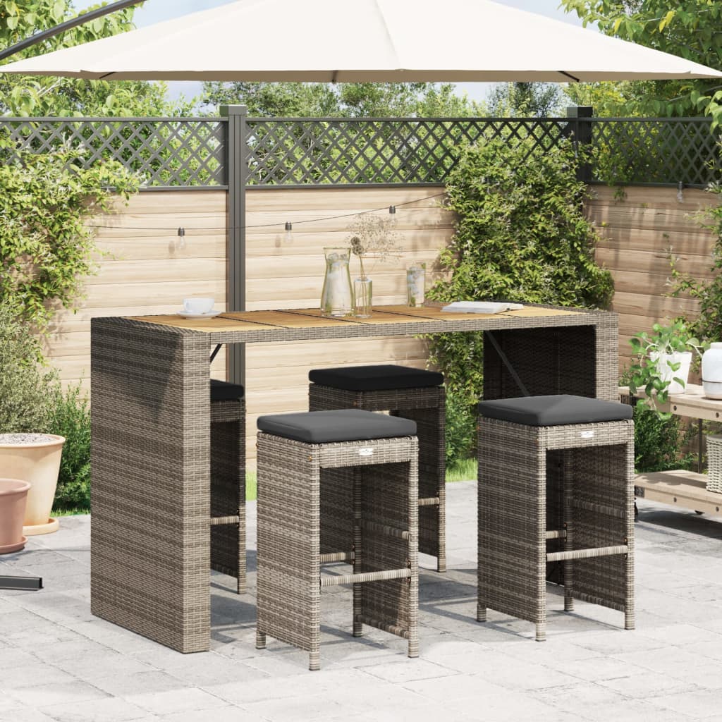 Tabourets De Bar De Jardin Et Coussins Lot De 4 Résine Tressée
