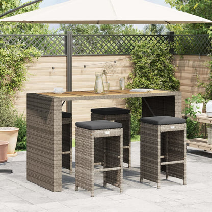 Tabourets De Bar De Jardin Et Coussins Lot De 4 Résine Tressée