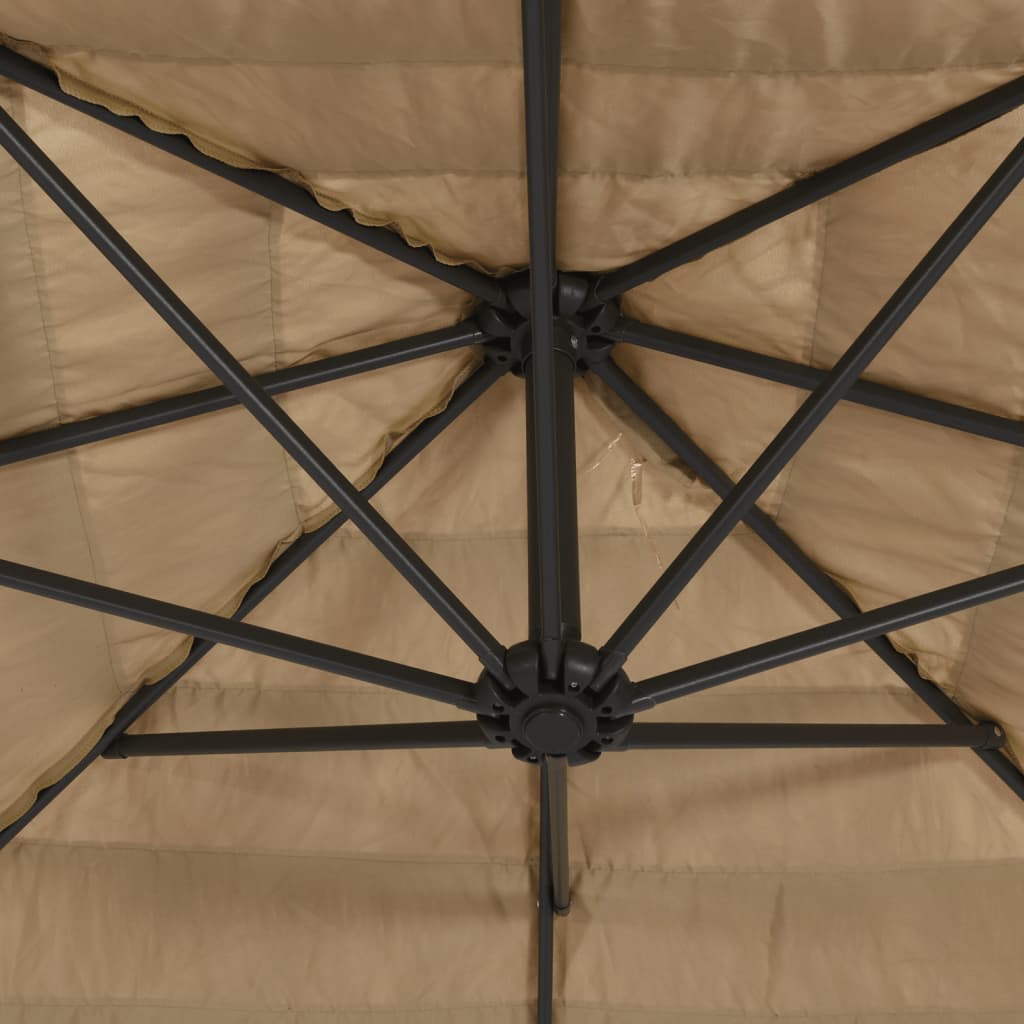 Parasol De Jardin Avec Led Et Mât En Acier Marron 300X200X250Cm