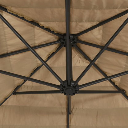 Parasol De Jardin Avec Led Et Mât En Acier Marron 300X200X250Cm