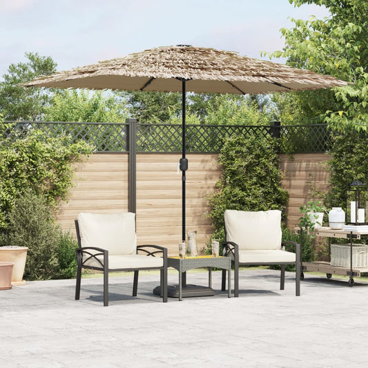 Parasol De Jardin Avec Led Et Mât En Acier Marron 300X200X250Cm