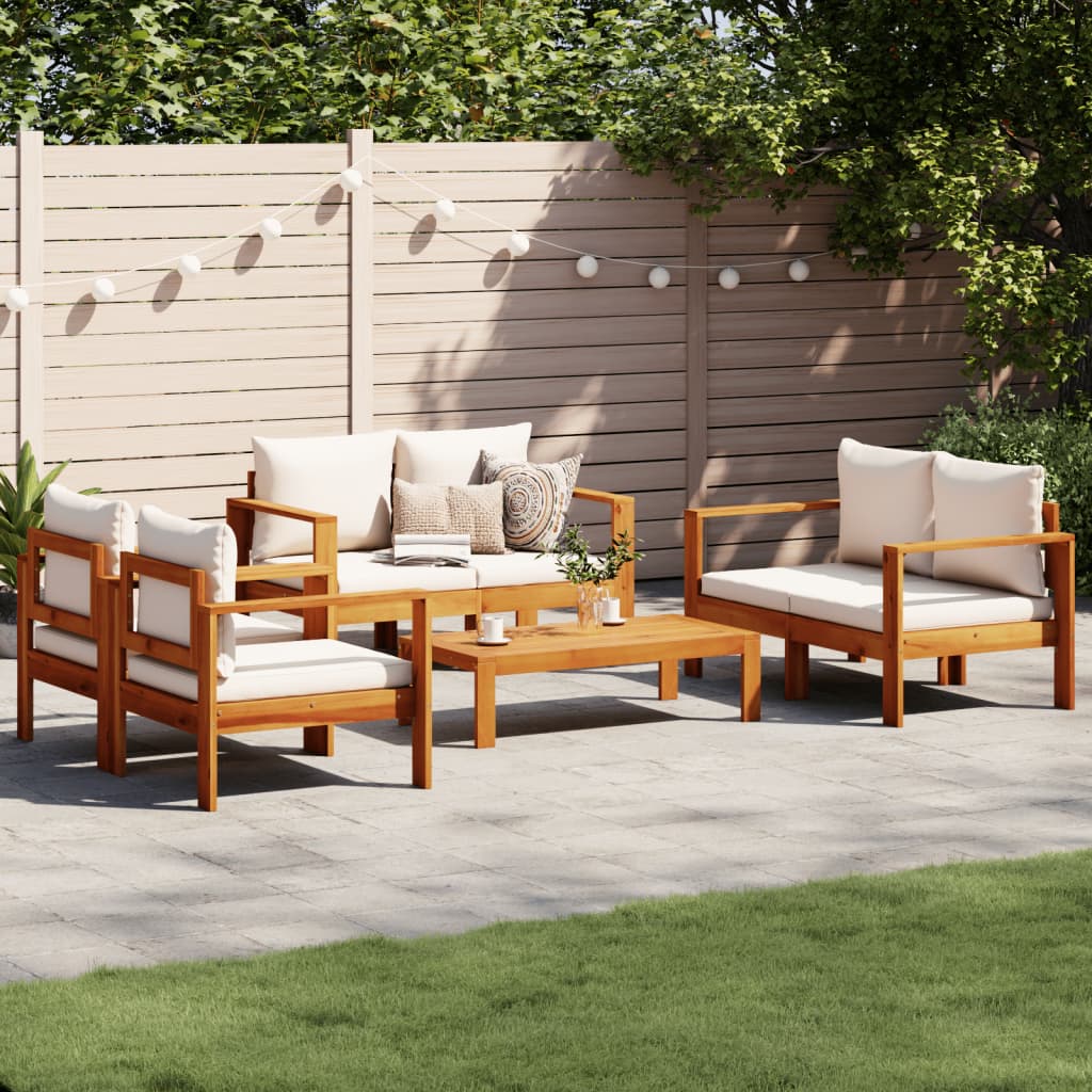 Salon De Jardin Avec Coussins 5 Pcs Bois D'acacia Solide