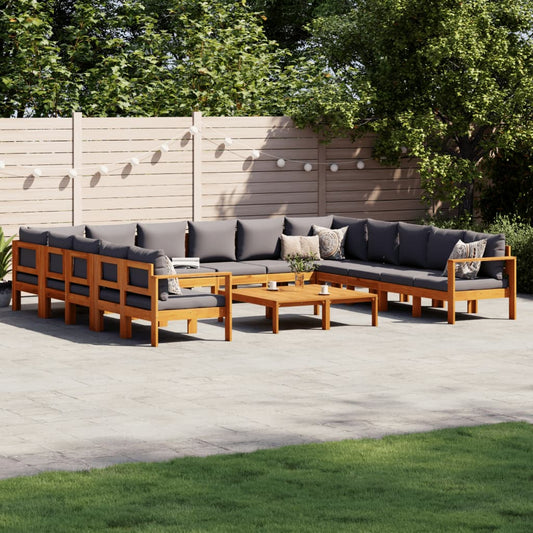 Salon De Jardin Avec Coussins 10 Pcs Bois D'acacia Solide