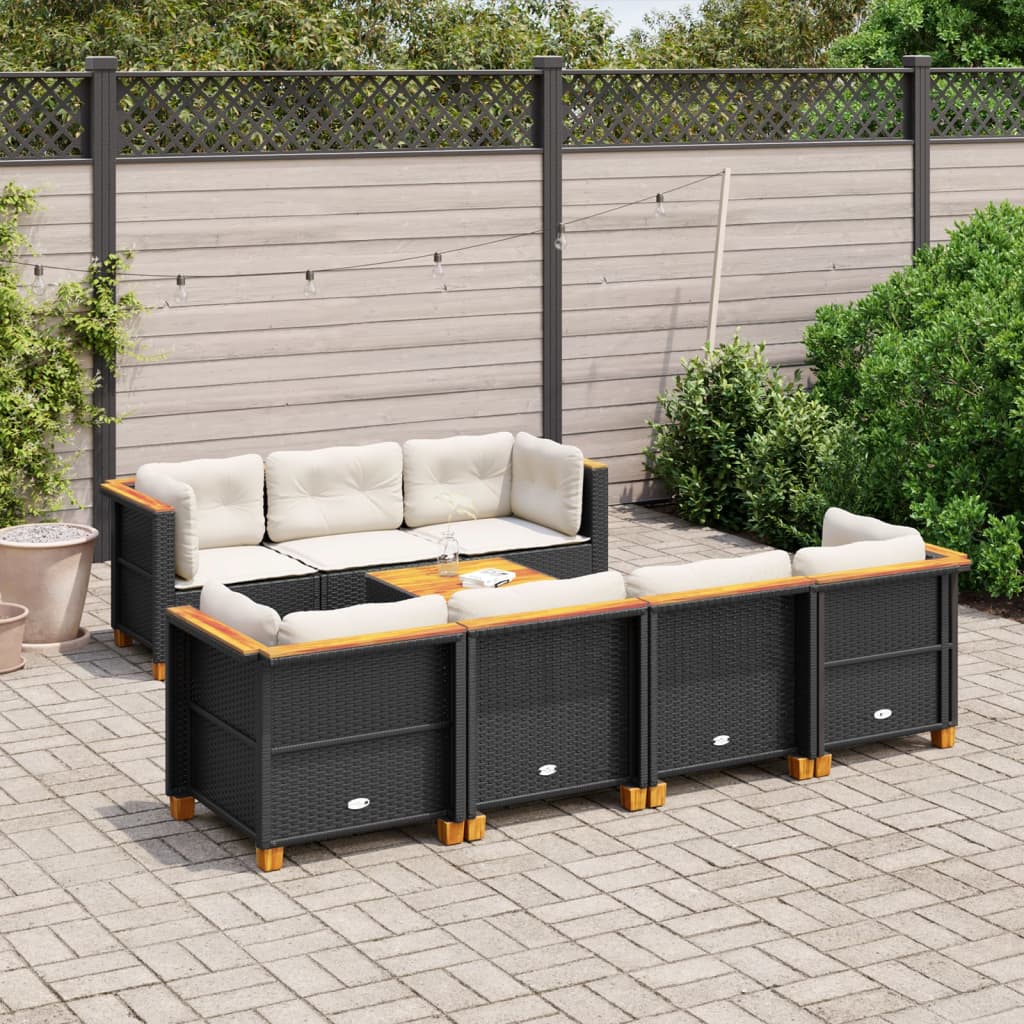 Salon De Jardin Avec Coussins 8 Pcs Résine Tressée