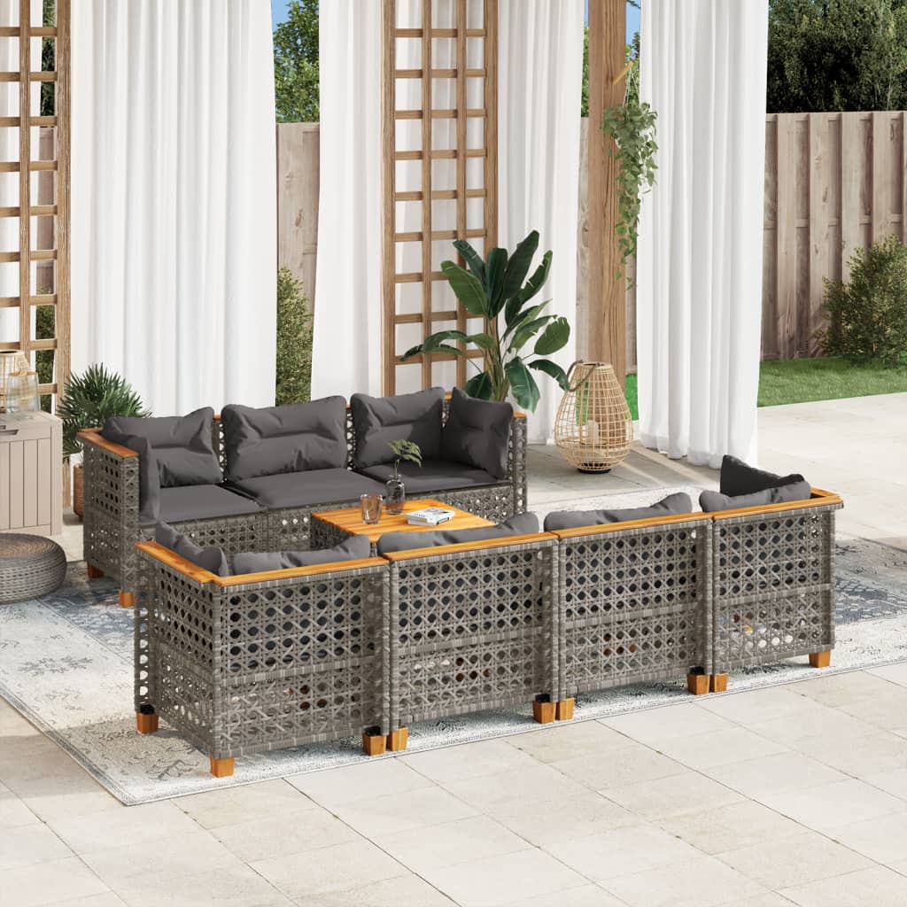 Salon De Jardin Avec Coussins 8 Pcs Résine Tressée