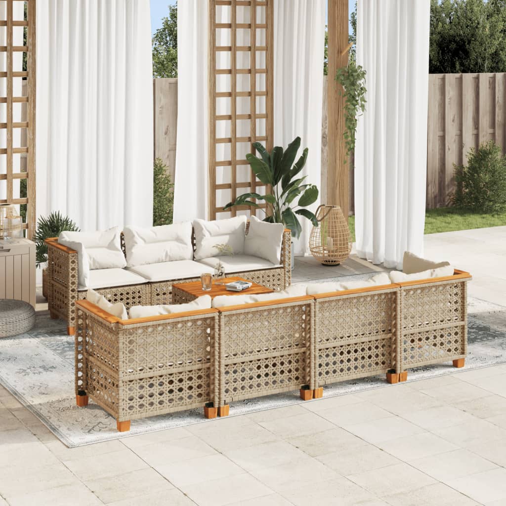 Salon De Jardin Avec Coussins 8 Pcs Résine Tressée