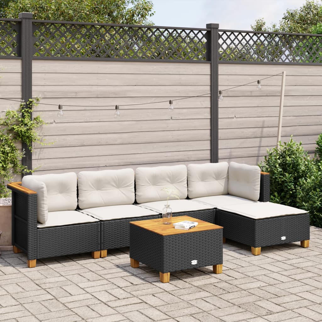 Salon De Jardin Avec Coussins 6 Pcs Résine Tressée