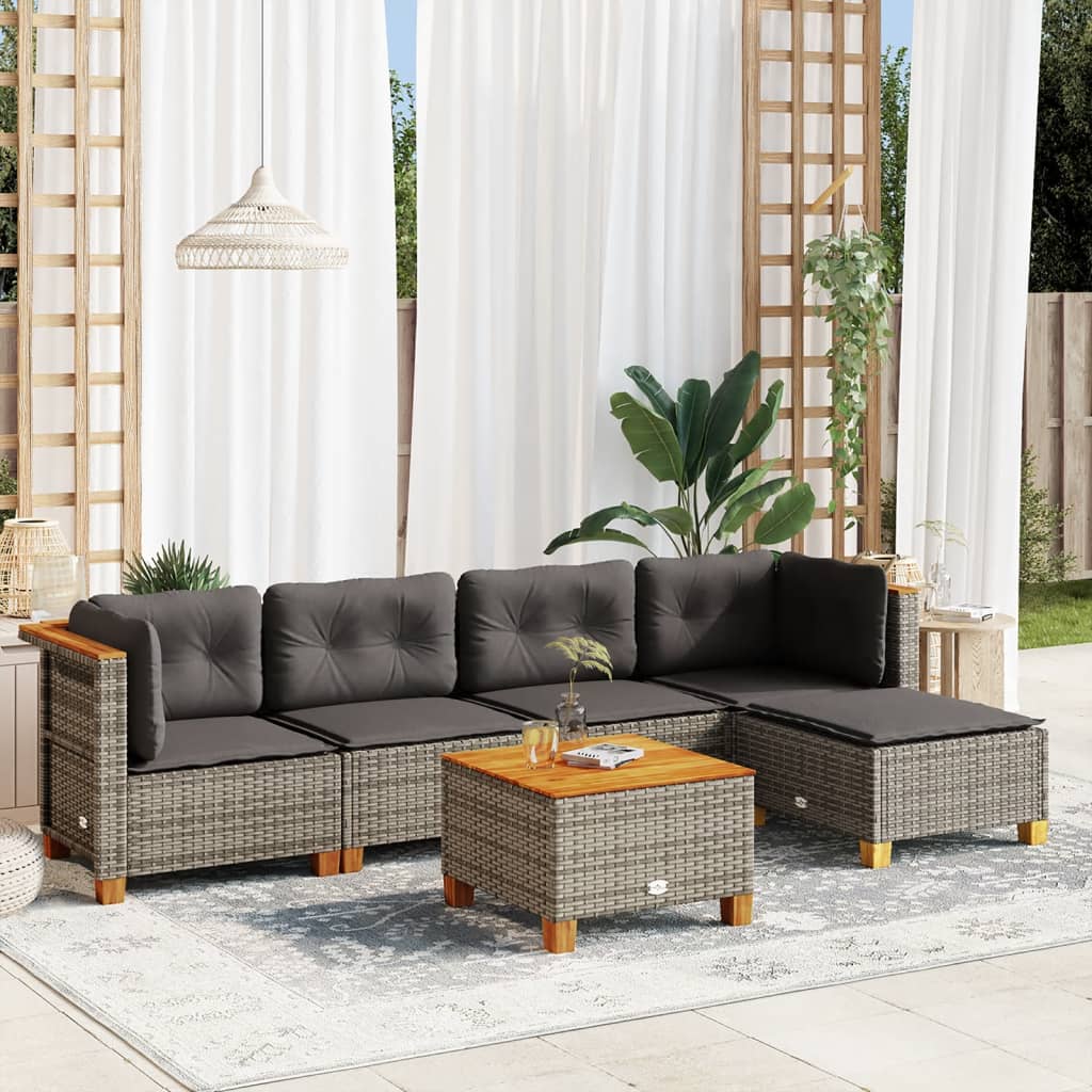 Salon De Jardin Avec Coussins 6 Pcs Résine Tressée