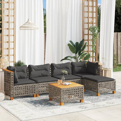 Salon De Jardin Avec Coussins 6 Pcs Résine Tressée
