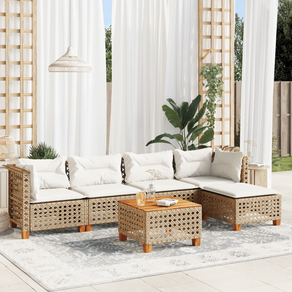 Salon De Jardin Avec Coussins 6 Pcs Résine Tressée