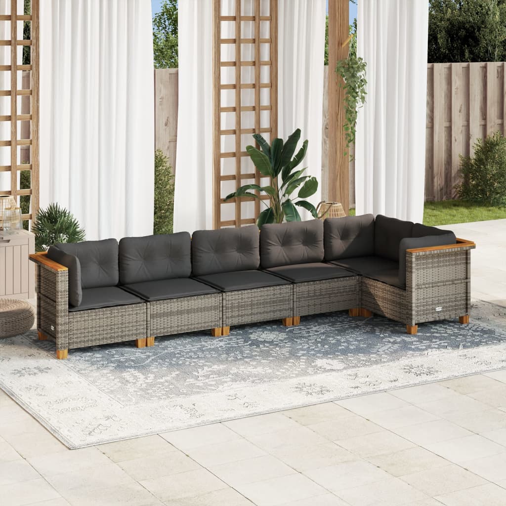 Salon De Jardin Avec Coussins 6 Pcs Résine Tressée
