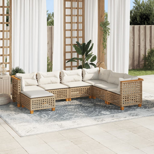 Salon De Jardin Avec Coussins 7 Pcs Résine Tressée