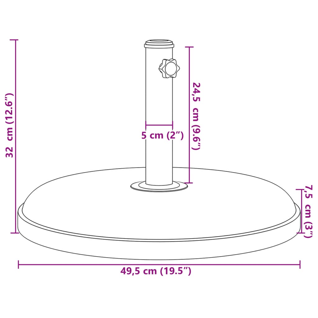 Base De Parasol Pour Mâts Ø32/35/38 Mm Rond