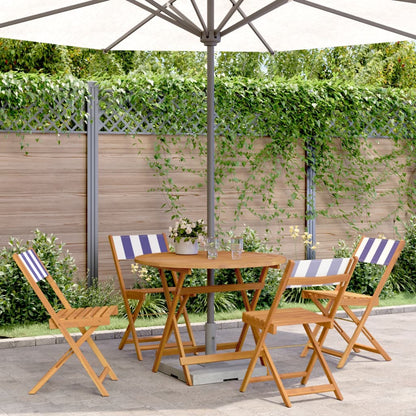 Ensemble À Manger De Jardin 5 Pcs Tissu Et Bois Massif