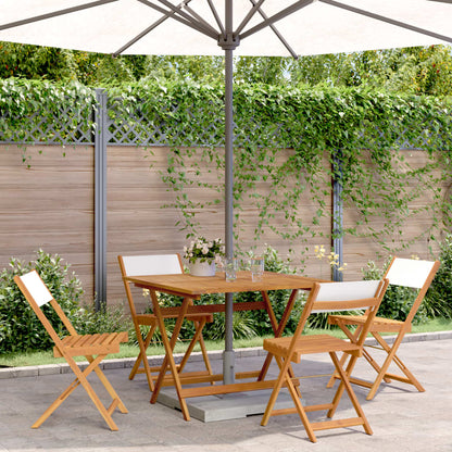 Ensemble À Manger De Jardin 5 Pcs Tissu Et Bois Massif