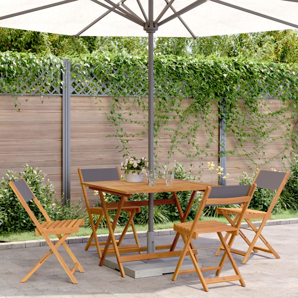 Ensemble À Manger De Jardin 5 Pcs Tissu Et Bois Massif