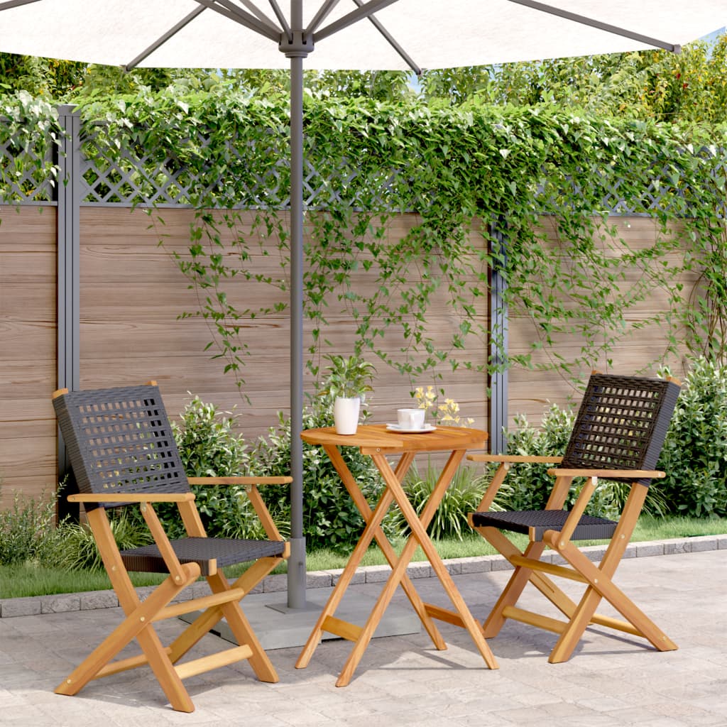 Ensemble À Manger De Jardin 5 Pcs Résine Tressée Et Bois Massif