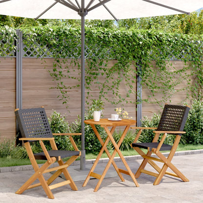 Ensemble À Manger De Jardin 5 Pcs Résine Tressée Et Bois Massif
