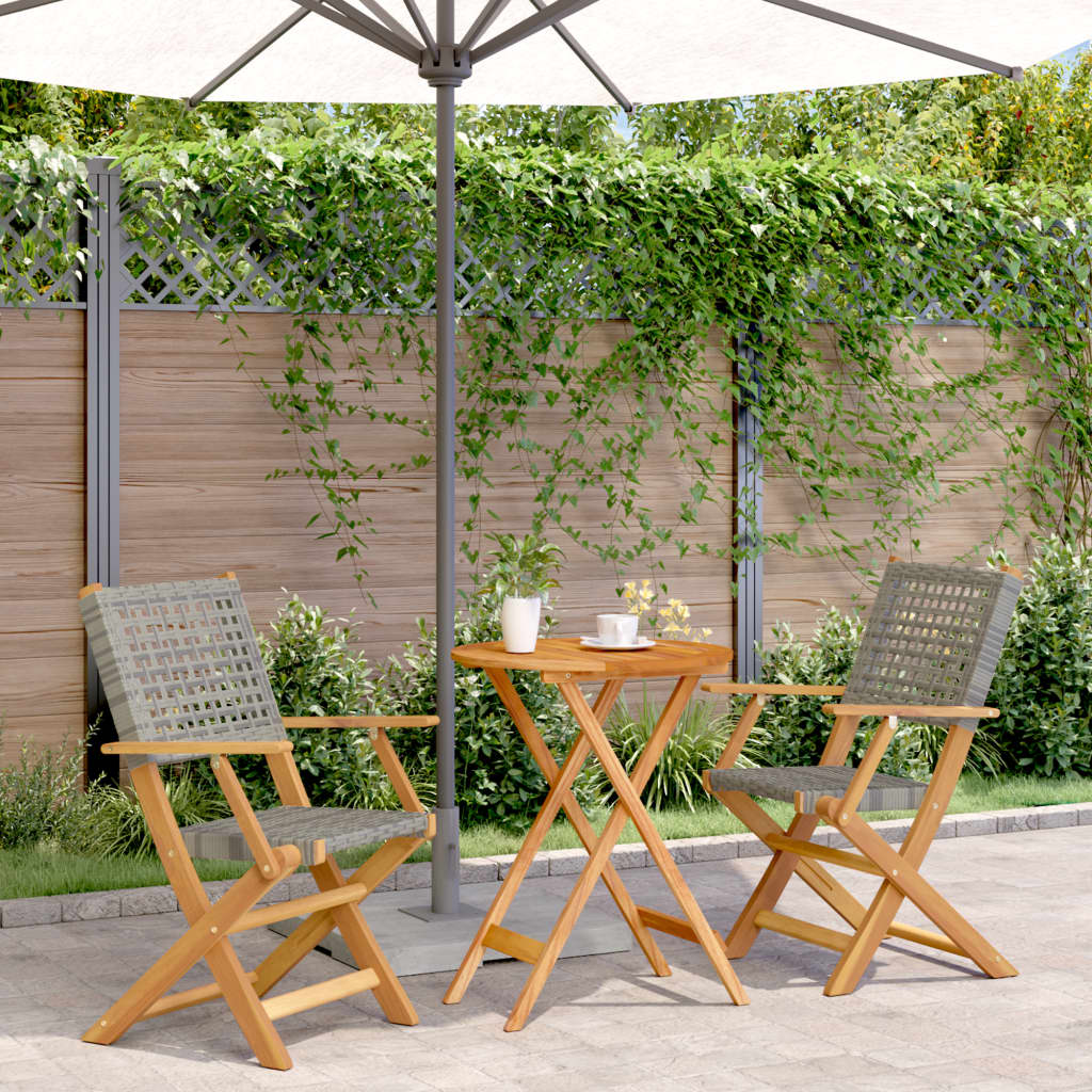 Ensemble À Manger De Jardin 5 Pcs Résine Tressée Et Bois Massif