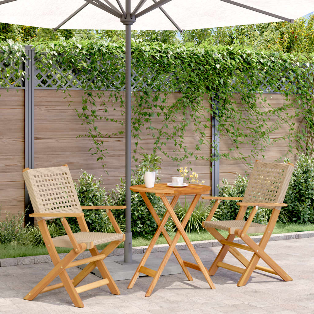 Ensemble À Manger De Jardin 5 Pcs Résine Tressée Et Bois Massif