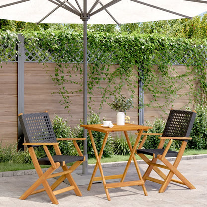 Ensemble À Manger De Jardin 5 Pcs Résine Tressée Et Bois Massif