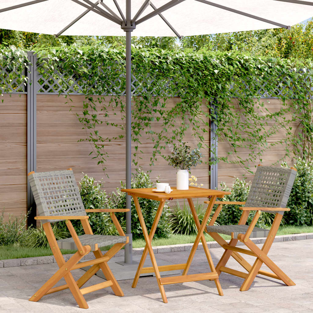 Ensemble À Manger De Jardin 5 Pcs Résine Tressée Et Bois Massif