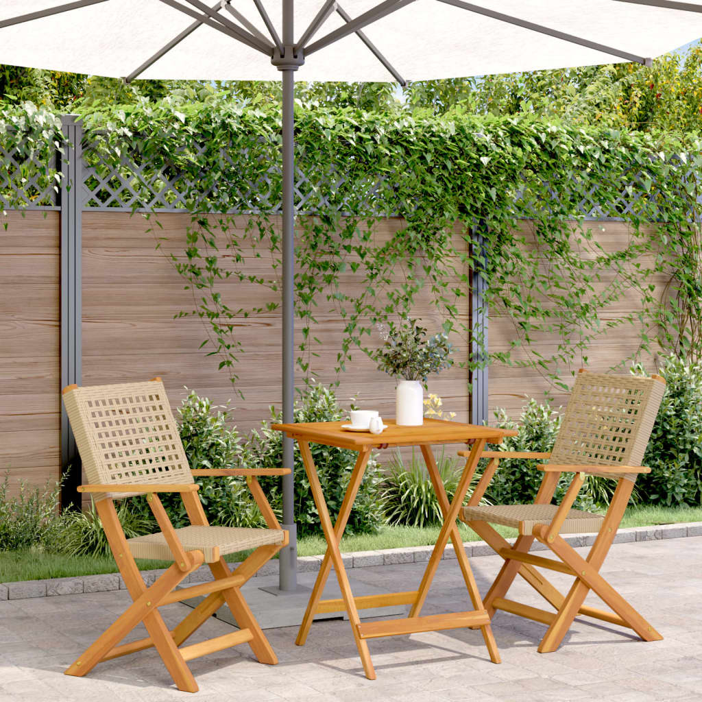 Ensemble À Manger De Jardin 5 Pcs Résine Tressée Et Bois Massif