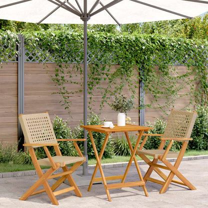 Ensemble À Manger De Jardin 5 Pcs Résine Tressée Et Bois Massif