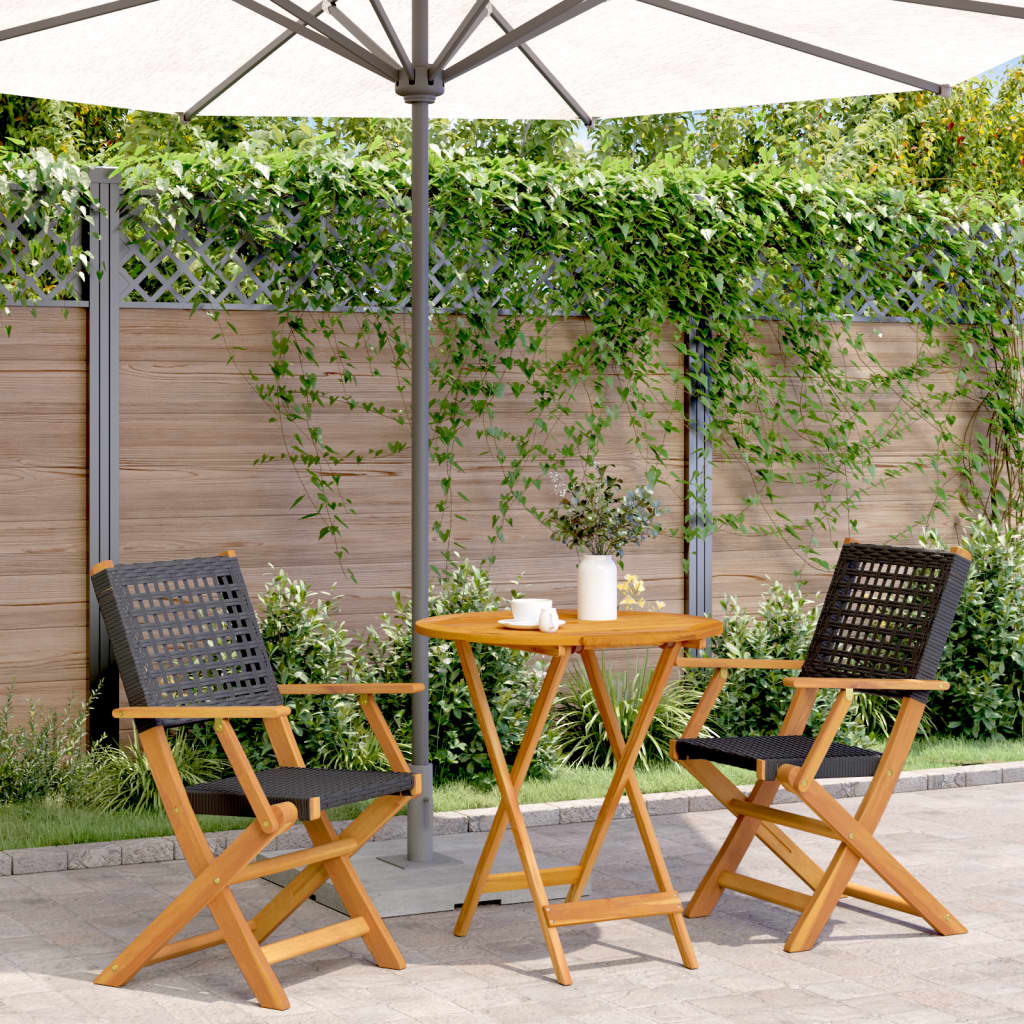 Ensemble À Manger De Jardin 5 Pcs Résine Tressée Et Bois Massif