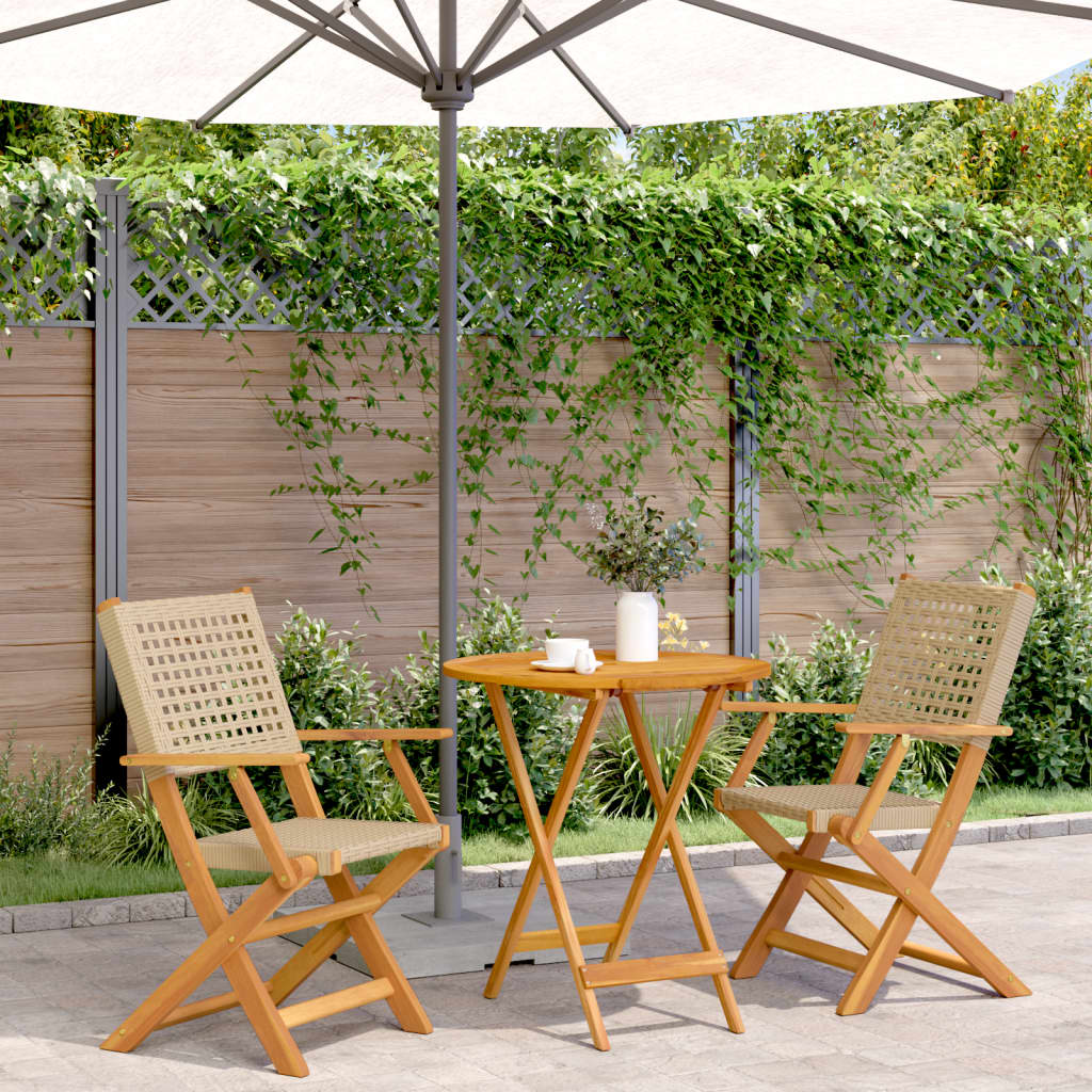 Ensemble À Manger De Jardin 5 Pcs Résine Tressée Et Bois Massif