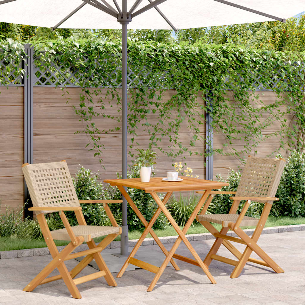 Ensemble À Manger De Jardin 5 Pcs Résine Tressée Et Bois Massif