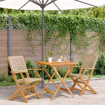 Ensemble À Manger De Jardin 5 Pcs Résine Tressée Et Bois Massif