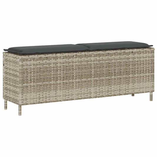 Banc De Jardin Coussin Gris Clair 110X30X40,5 Cm Résine Tressée